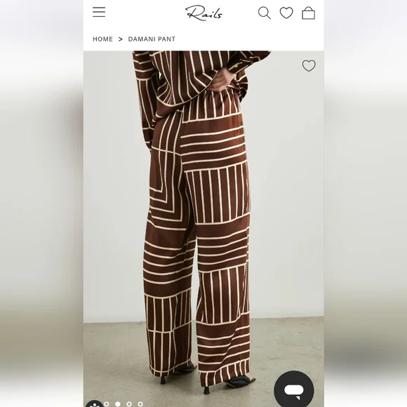 Rails Matching Set Elias Top Damani Pant Brown Line Art Size Small - Picture 4 of 16